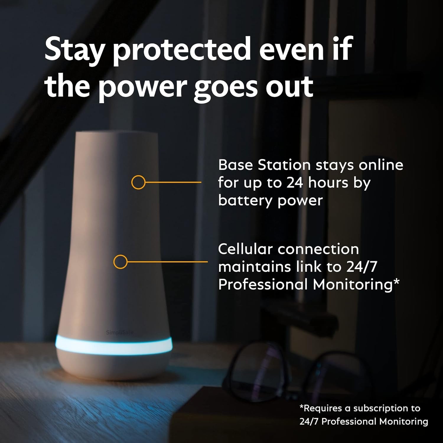 8 Piece Wireless Home Security System - Optional 24/7 Professional Monitoring - No Contract - Compatible with Alexa and Google Assistant , White