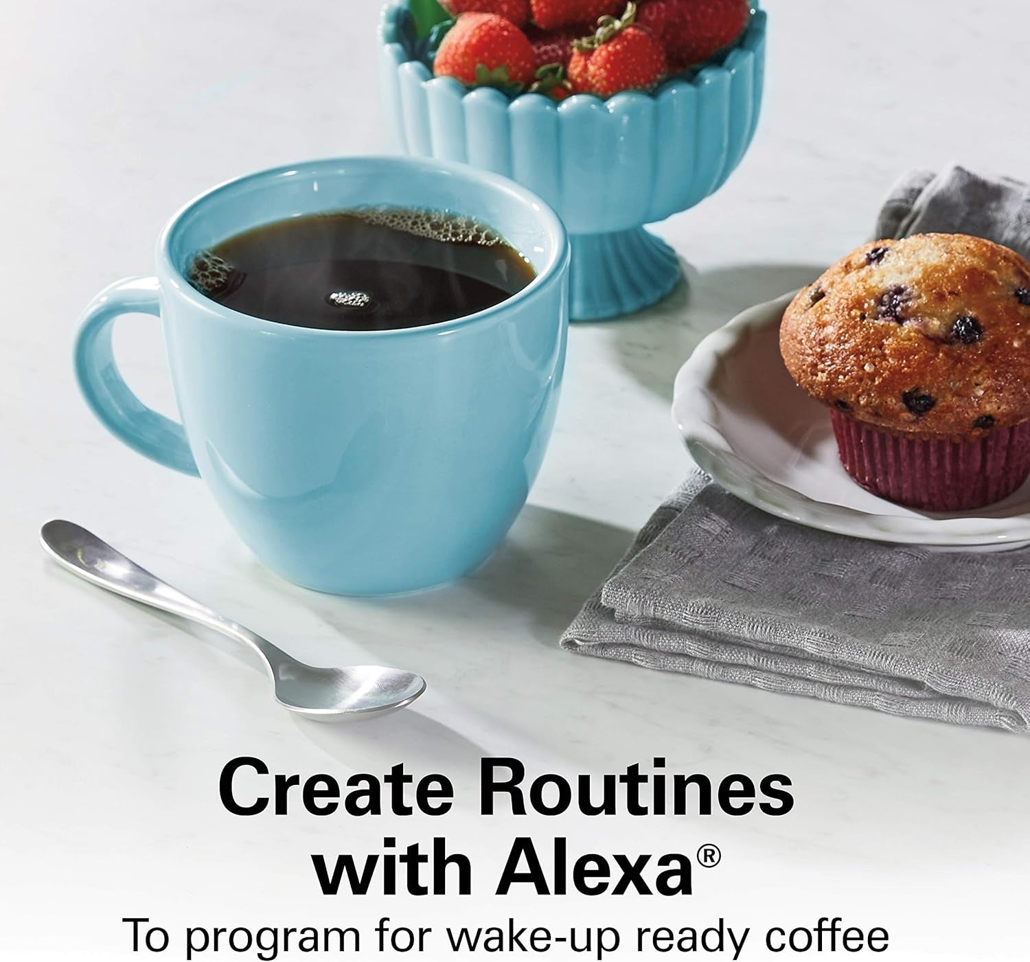 Works with Alexa Smart Coffee Maker, Programmable, 12 Cup Capacity, Black and Stainless Steel (49350R)