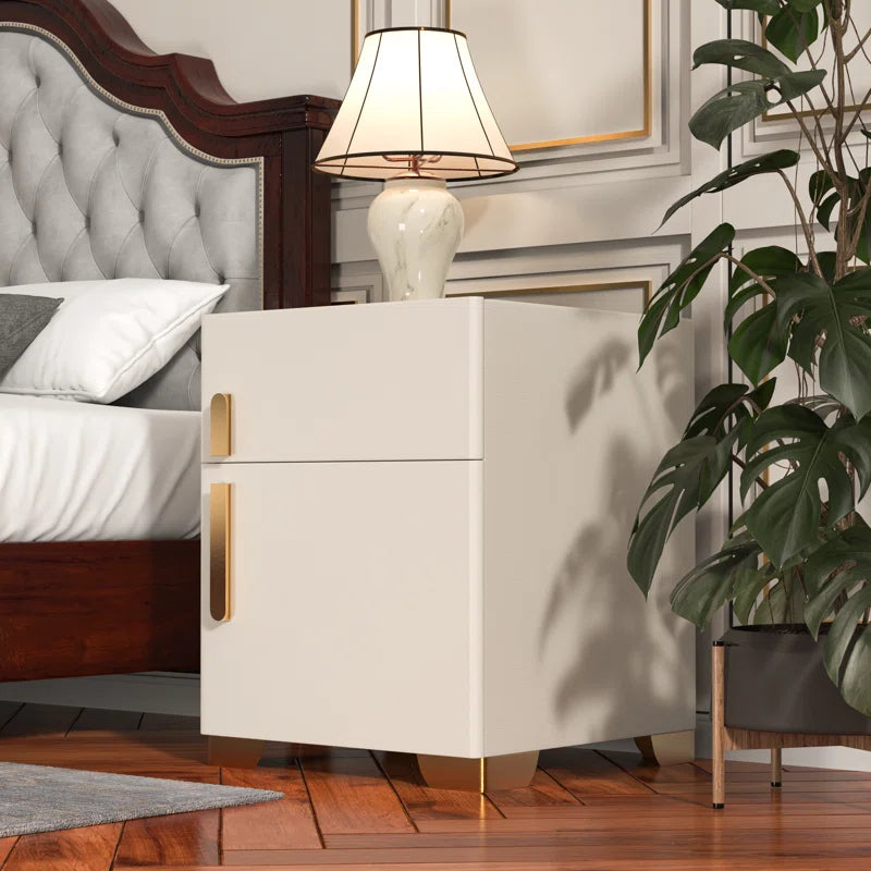 Kendrianna Nightstand with Safe Box and LED Lights and Wireless Charge