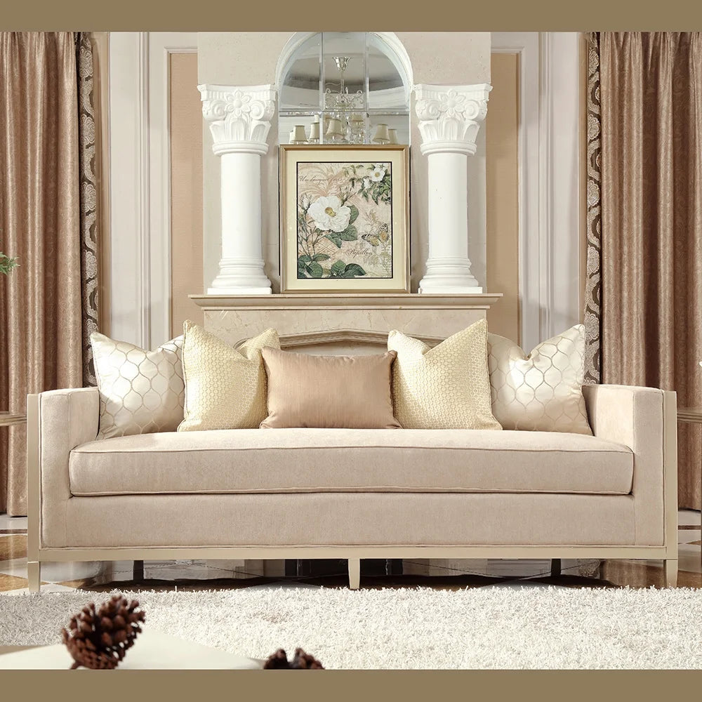 Luxury Champagne Sofa Set 3Pcs Solid Wood Traditional  HD-8911