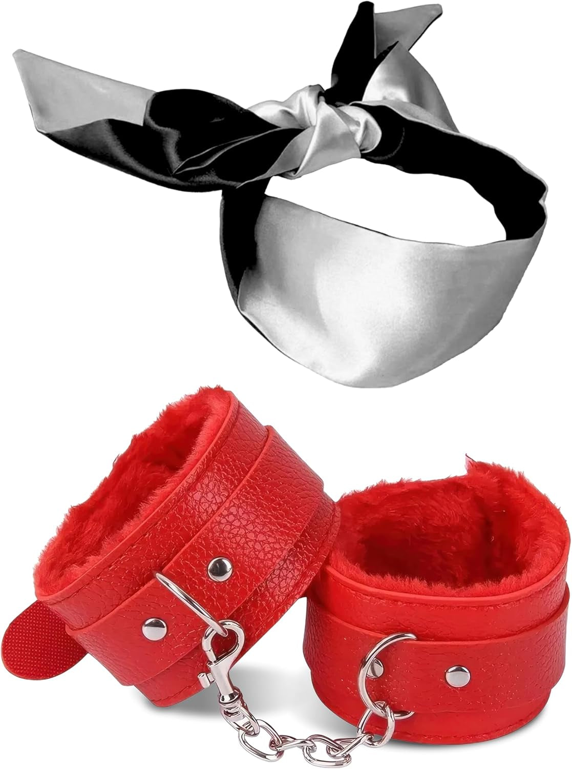 Sex Handcuffs for Grownups Bedroom Bdsm Blindfold Satin Eye Mask Adult Fluffy Cuff Bondage Mask Sex Toys Black