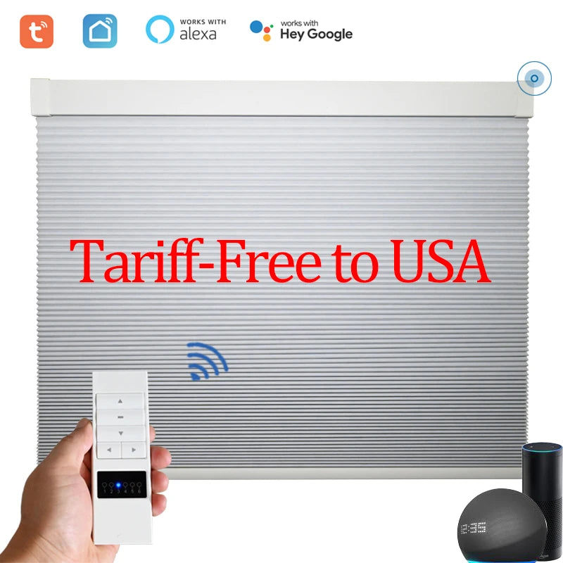 Smart Matters Motorized Blackout Honeycomb Blinds Work with Alexa, Wifi Tuya, Zigbee Cellular Shades for Windows Custom Sizes