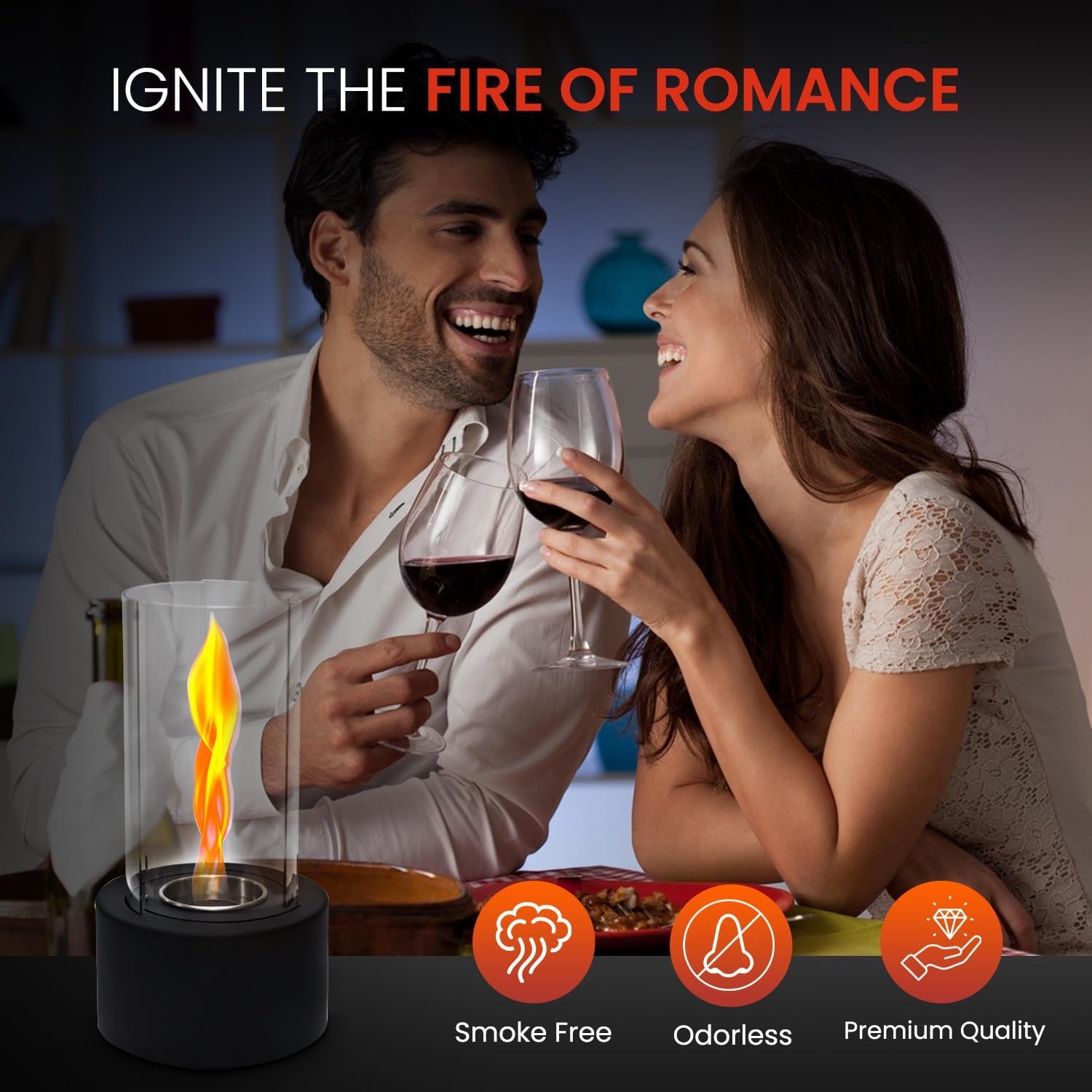 Tornado Table Top Lamp - US Patent Design - Unique Spiral Flame Lamp for Housewarming Gift, Birthday Parties & Movie Nights, Premium Decoration Gift for Home & Balcony (Gel Is Not Included)