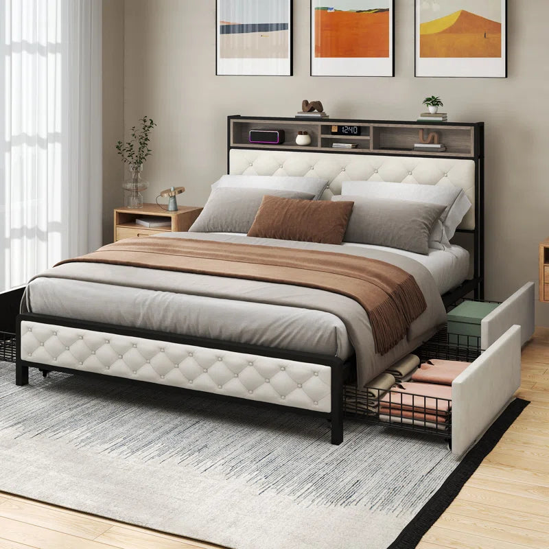 Naumann Upholstered Storage Bed with Built in USB Port