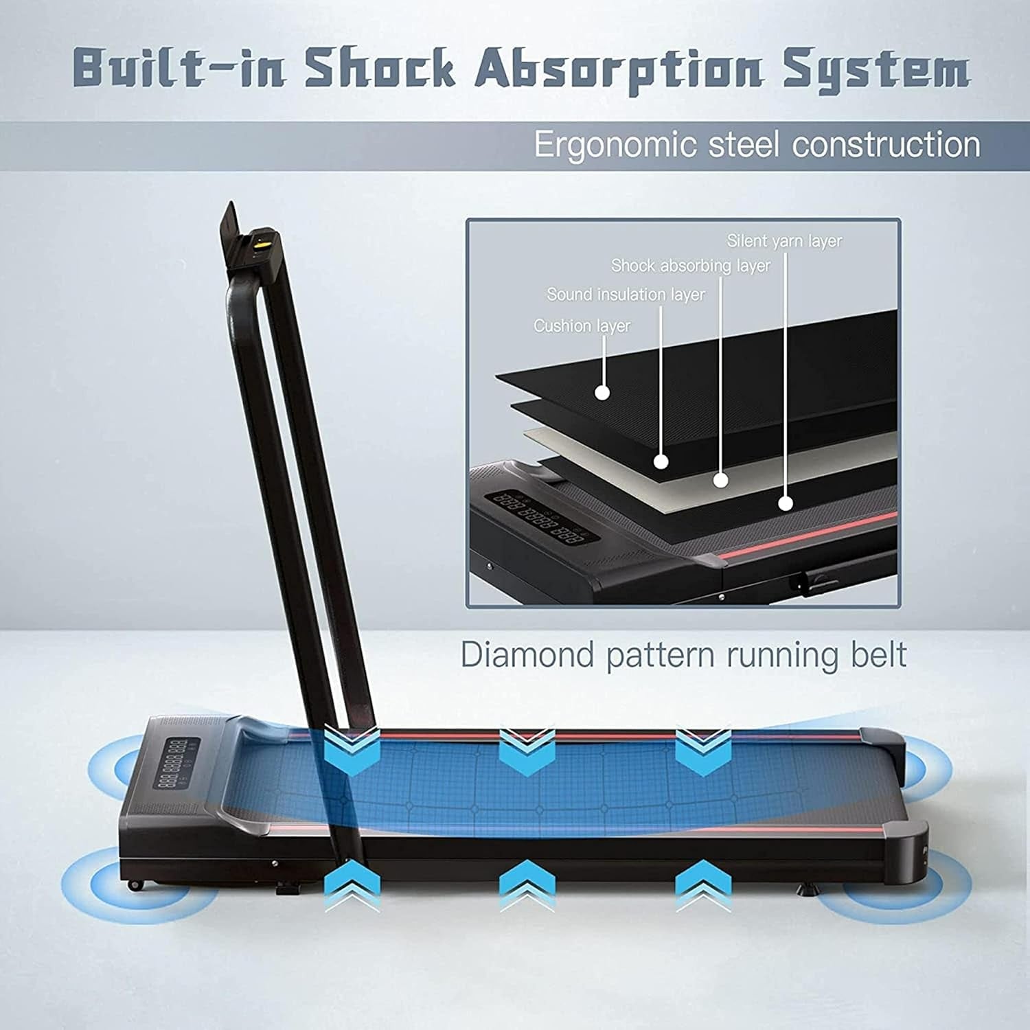 Treadmill-Walking Pad-Under Desk Treadmill-3 in 1 Folding Treadmill-Treadmills for Home-Black Red