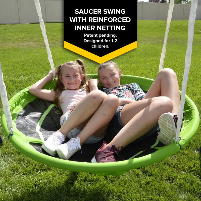 Outdoor Rosemead Metal Swing Set with Lifetime Warranty on 6' Double Wall Slide