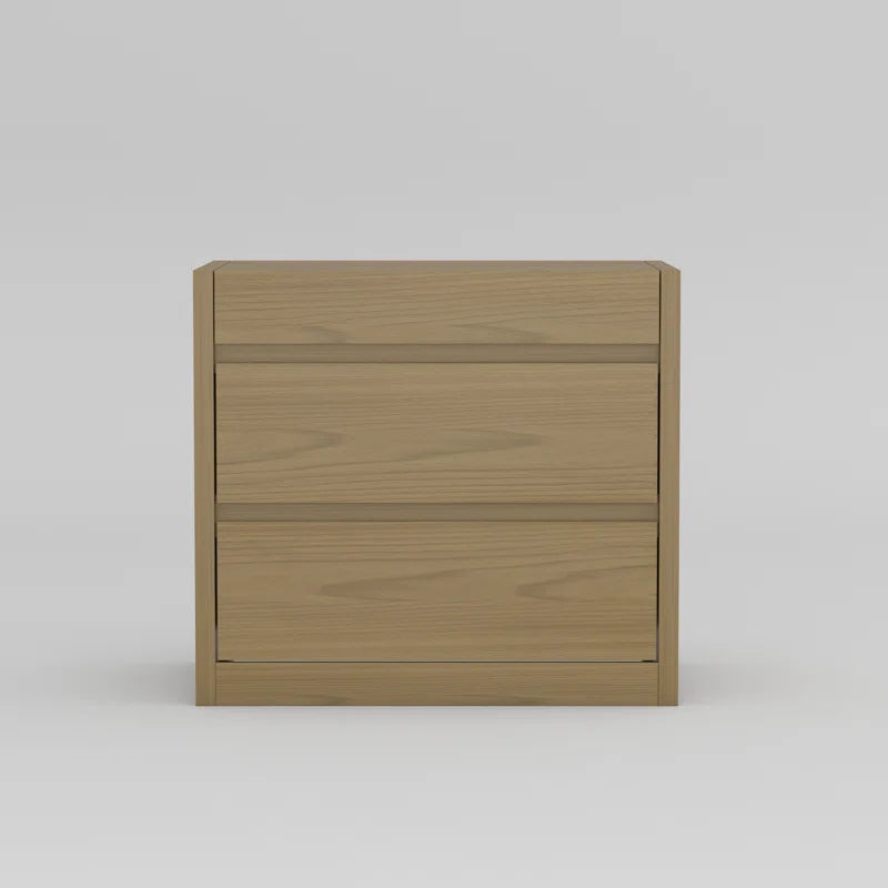 Wood Nightstand with Hidden Rfid-Locking Drawer and 2 Large Storage Drawers, Secure Bedside Table for Valuables or Firearms