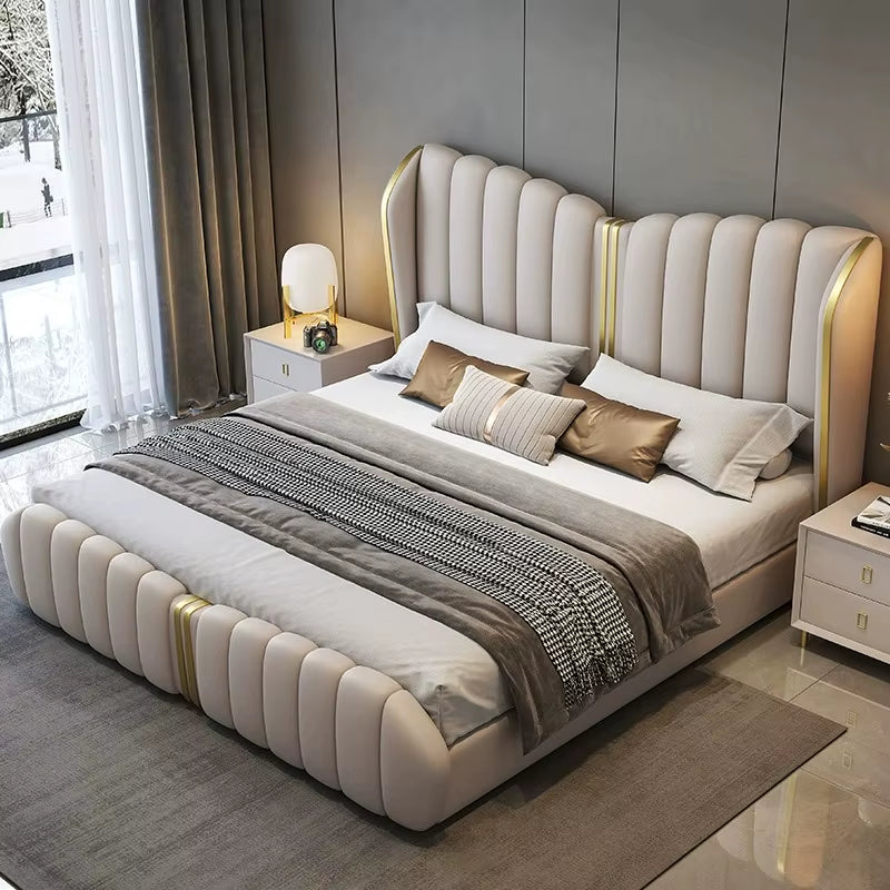 Luxury Double Massage Bed Loft Wooden Modern Sofa Headboards Design European Bed Princess Sleeping Muebles Unique Furniture
