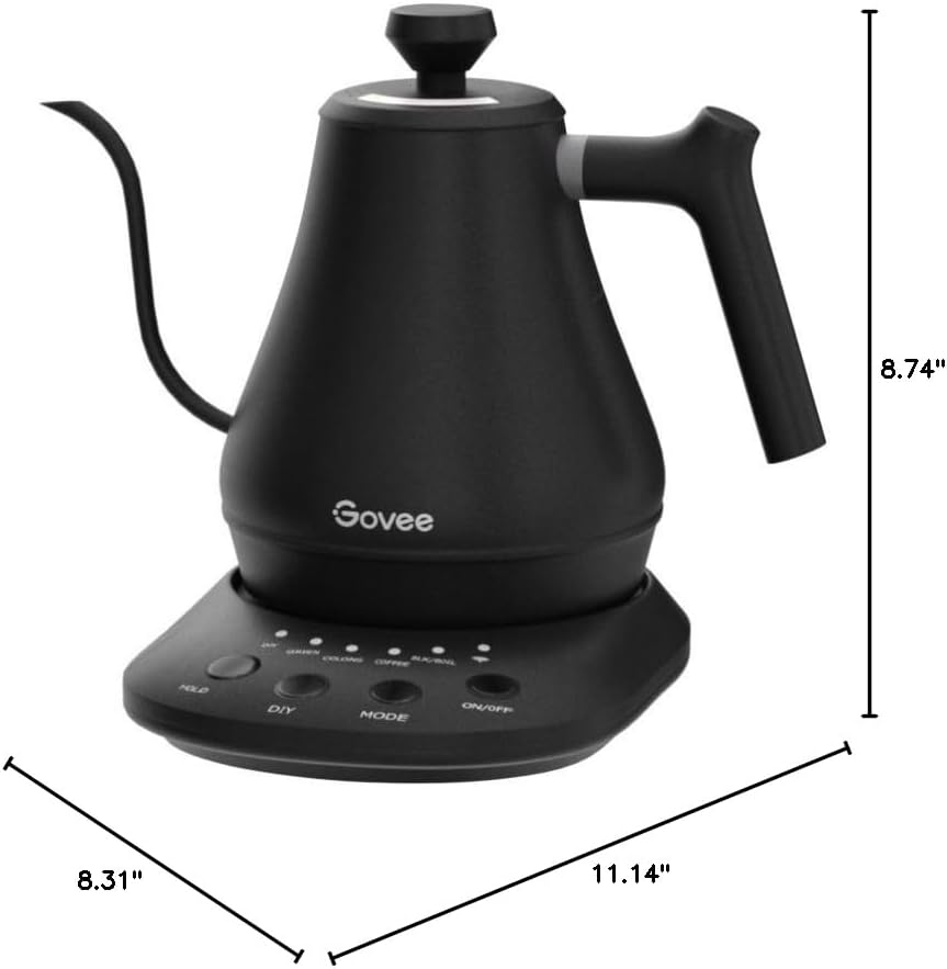 Govee Smart Gooseneck Electric Kettle - Precise Temperature Control, Stainless Steel with Smart App Integration for the Ultimate Pour-Over Coffee & Tea Experience