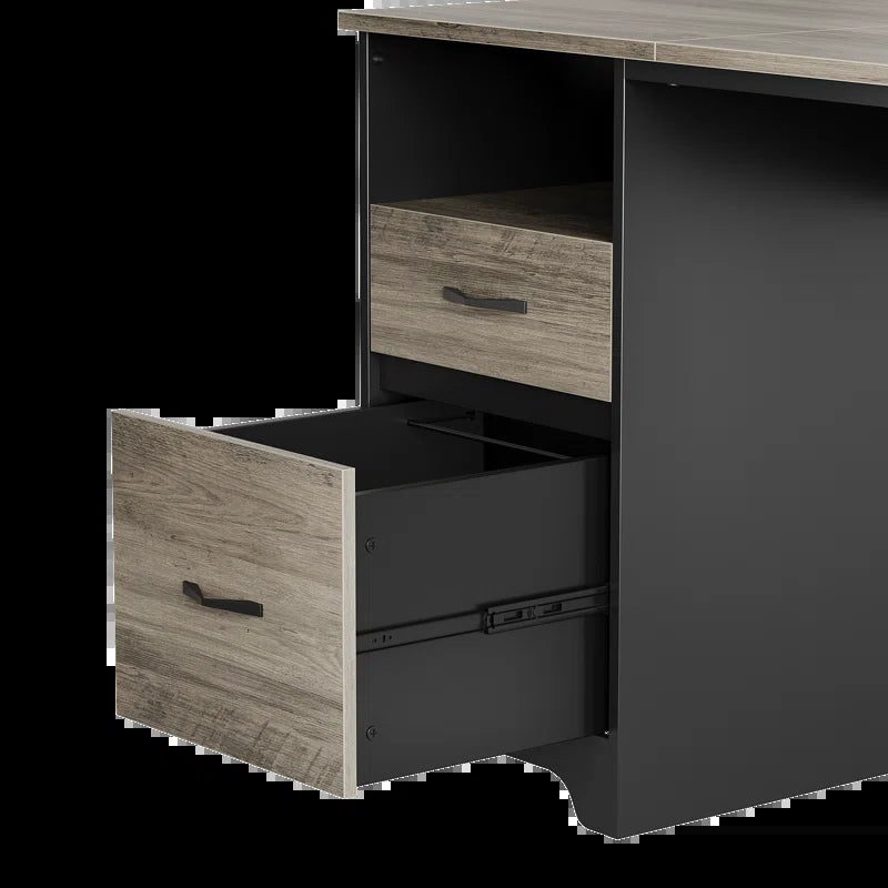 Luing 59'' Executive Desk with 2 File and Storage Drawers, Computer Desk with Keyboard Tray and 2 Open Compartments