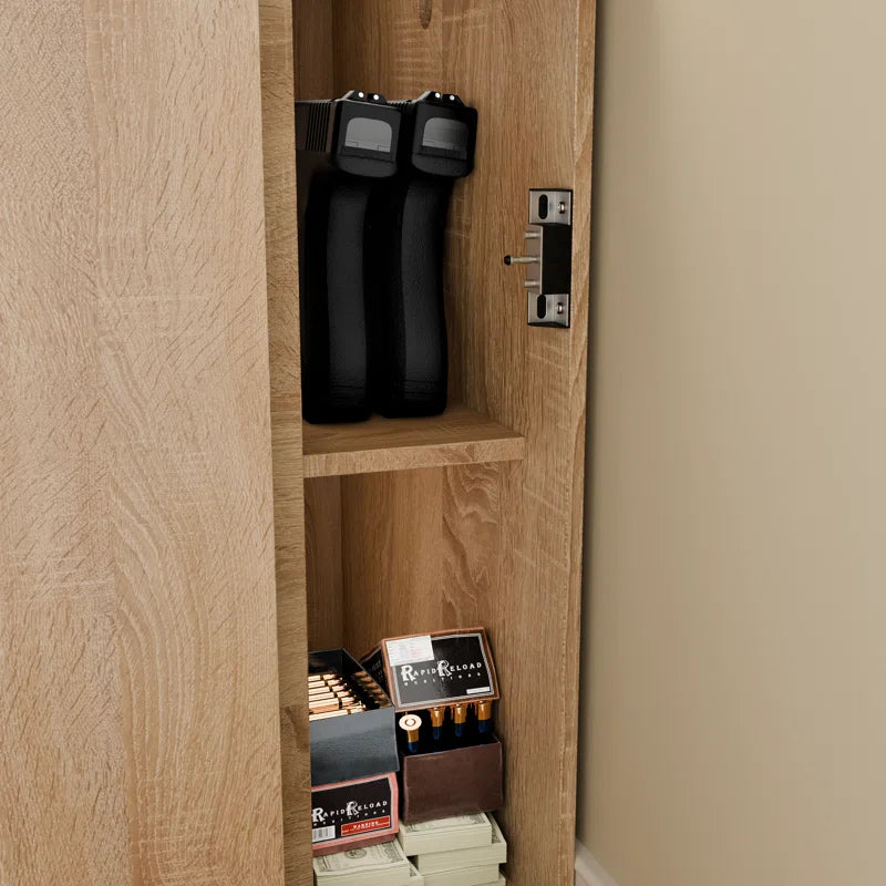 Lockable Smart Nightstand with Gun Cabinet