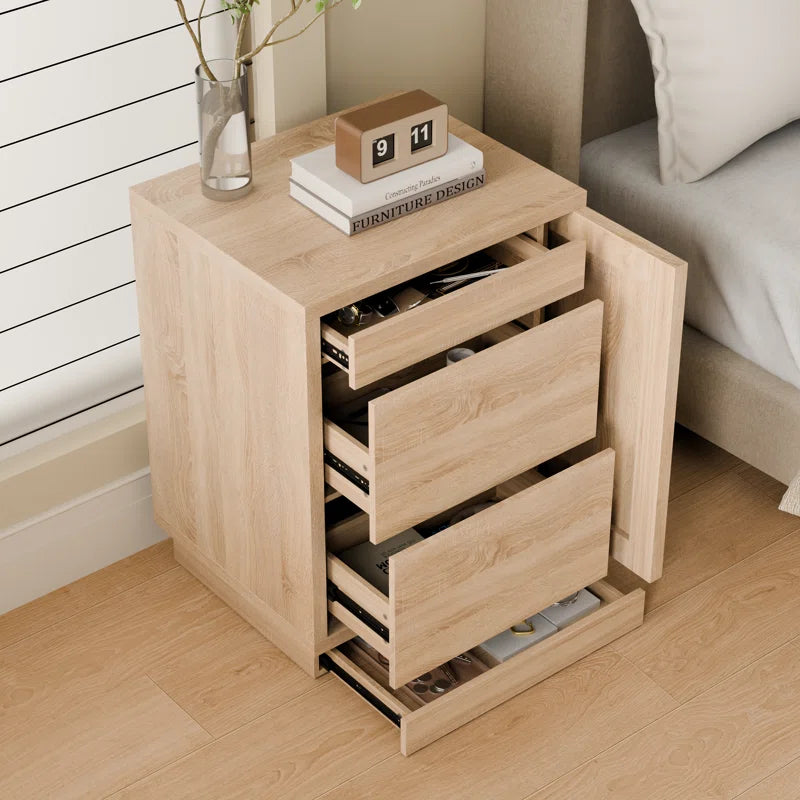 Lockable Smart Nightstand with Gun Cabinet
