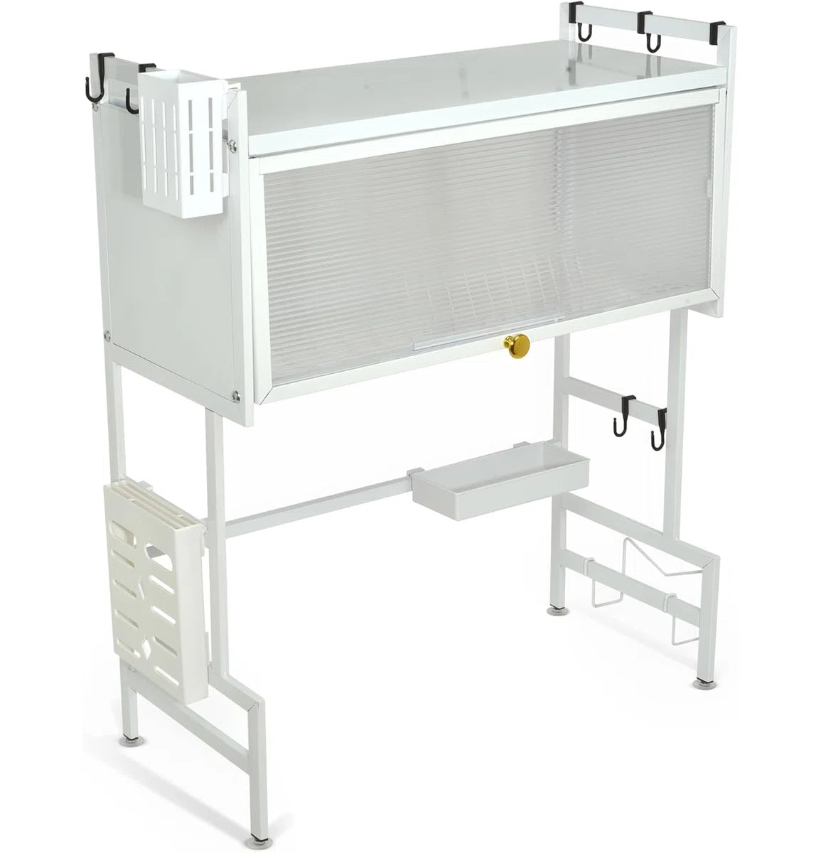 Kazoo™ Adjustable Over-Sink 2-Tier Dish Drying Rack (25.6″W x 31.1″H) — Space-Saving, Rust-Resistant, Modern White/Black