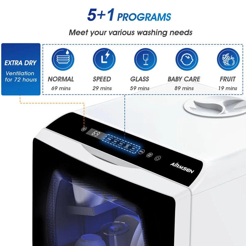 16.8" 50 Dba Countertop Dishwasher with 5-Liter Water Tank