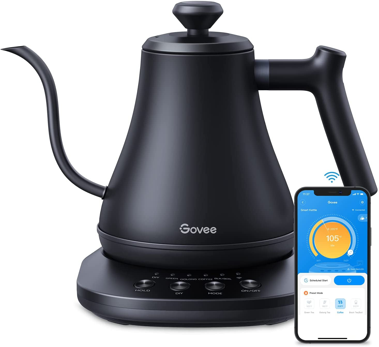 Govee Smart Gooseneck Electric Kettle - Precise Temperature Control, Stainless Steel with Smart App Integration for the Ultimate Pour-Over Coffee & Tea Experience