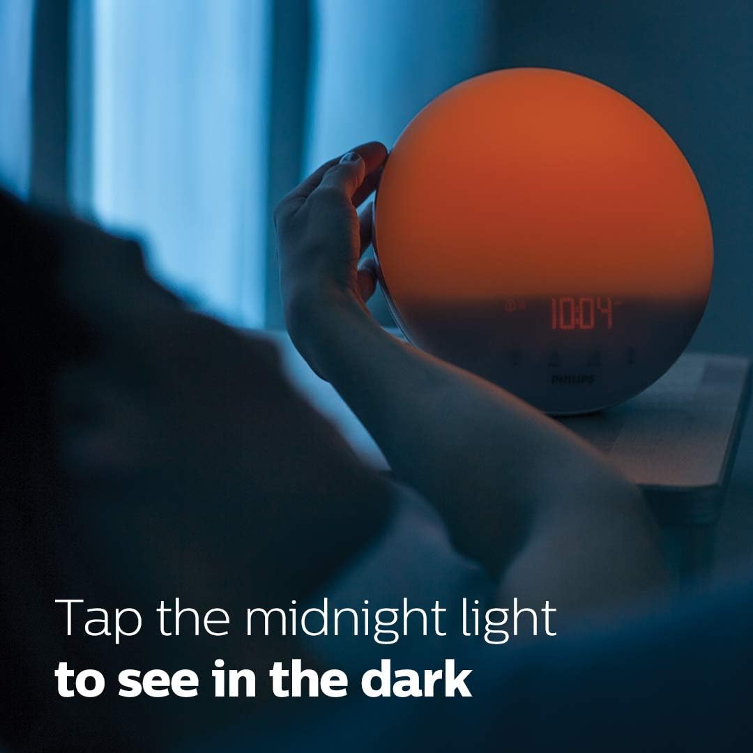 Philips Smart Sunrise Alarm Clock with Natural Wake-Up Light, Simulated Sunrise and Sunset, Gentle Alarm, and Personalized Sounds for Peaceful Mornings