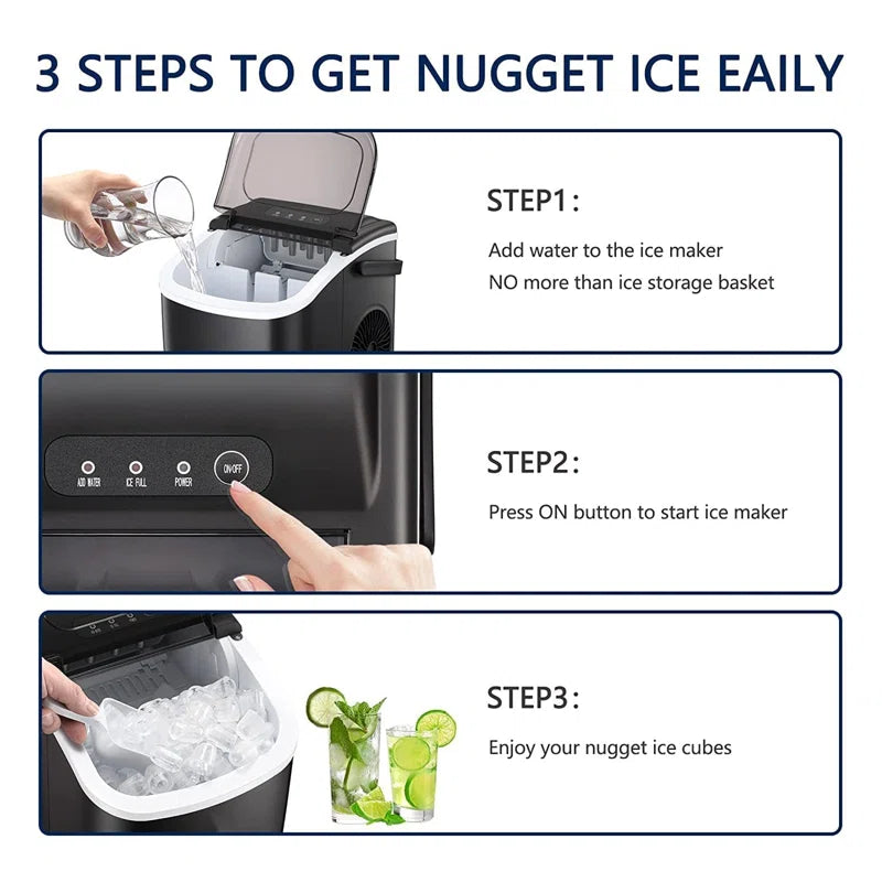 26 lb. Daily Production Bullet Ice Maker | Compact Countertop Ice Machine with Self-Cleaning & Quick Ice Production | Perfect for Home, Parties, & RVs