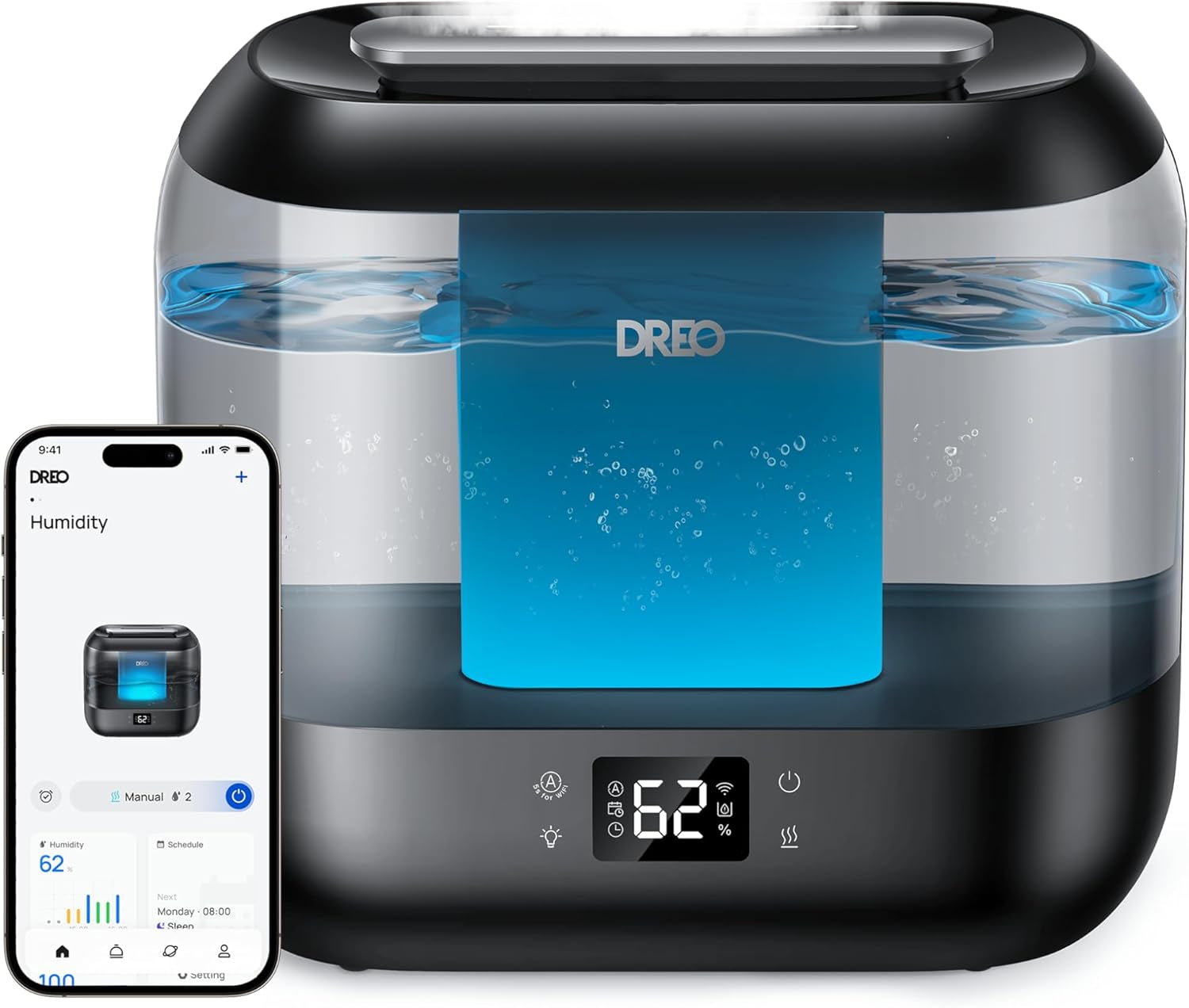 Quiet Ultrasonic Dreo Smart Humidifier – 4L Cool Mist, 32-Hour Runtime, App/Voice Control, Ideal for Bedrooms, Large Rooms, Baby’s Room, Office, and Plants