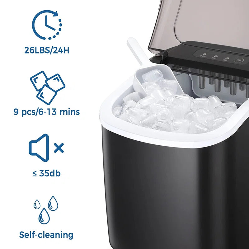 26 lb. Daily Production Bullet Ice Maker | Compact Countertop Ice Machine with Self-Cleaning & Quick Ice Production | Perfect for Home, Parties, & RVs