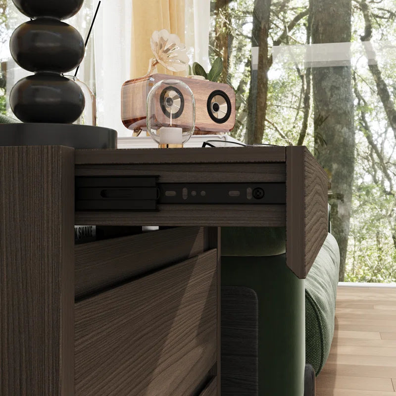 Wood Nightstand with Hidden Rfid-Locking Drawer and 2 Large Storage Drawers, Secure Bedside Table for Valuables or Firearms