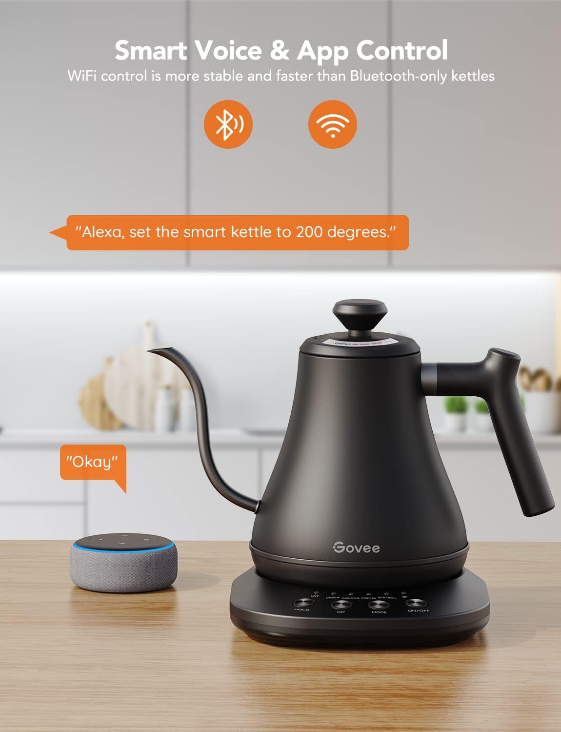 Govee Smart Gooseneck Electric Kettle - Precise Temperature Control, Stainless Steel with Smart App Integration for the Ultimate Pour-Over Coffee & Tea Experience