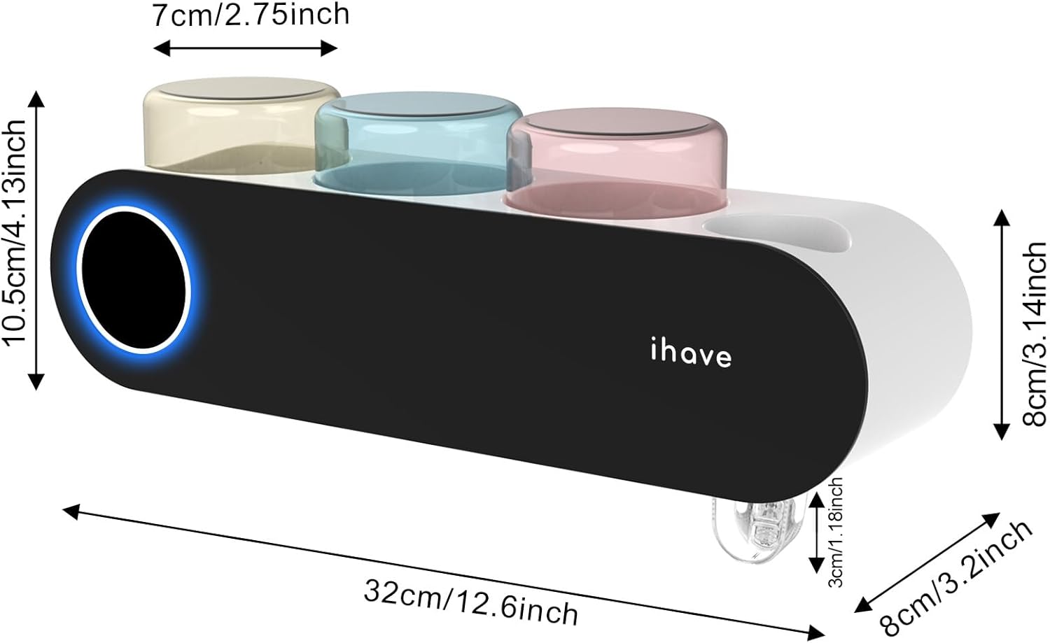 Toothbrush Holders for Bathrooms, UV Toothbrush Sanitizer and Holder Smart Home Bathroom Accessories, 3 Cups Electric Toothbrush Holder Wall Mounted with Toothpaste Dispenser Bathroom Decor