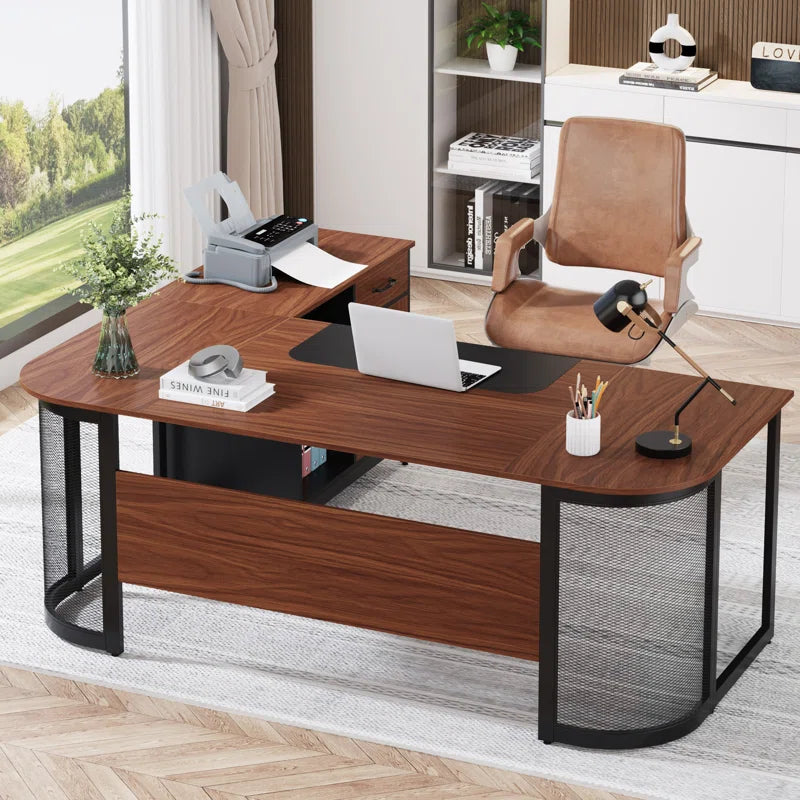 63" Executive Office Desk with 31" File Cabinet | Modern Industrial Design for a Sleek, Productive Workspace