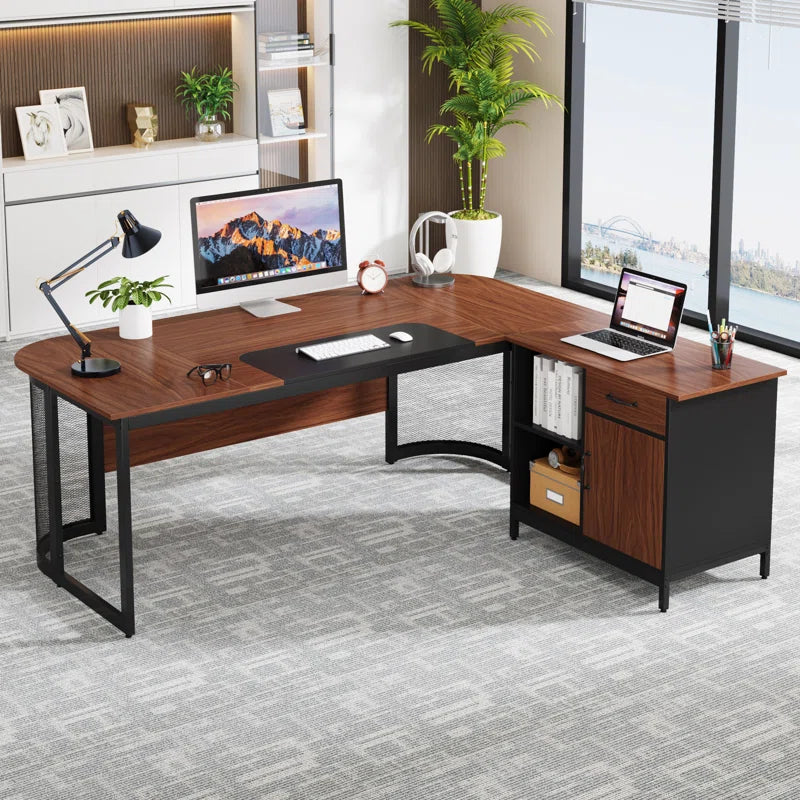 63" Executive Office Desk with 31" File Cabinet | Modern Industrial Design for a Sleek, Productive Workspace