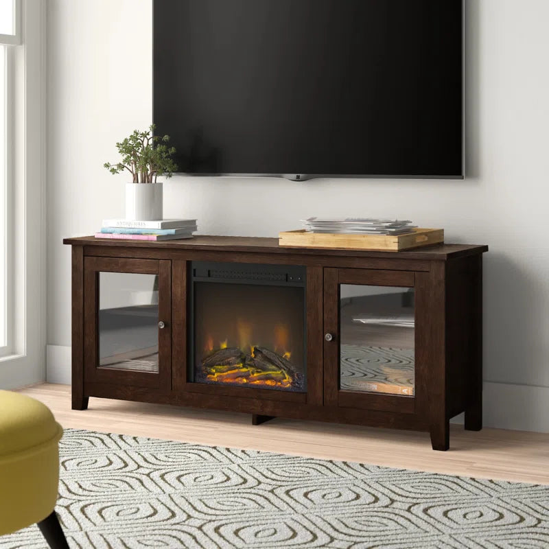 Kohn 58" 2-Door TV Stand with Electric Fireplace