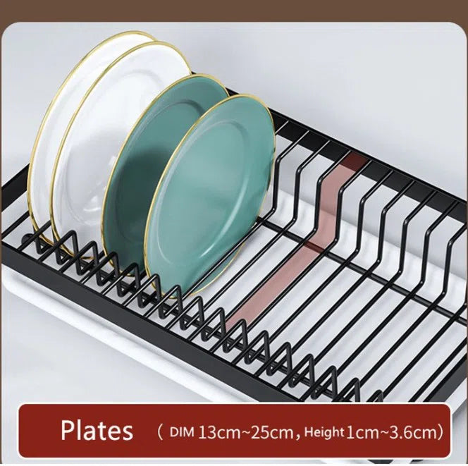 3-Tier XL Metal Dish Drying Rack (20.9” Wide) — Space-Saving Countertop Organizer with Removable Trays, Rust-Resistant Black Steel