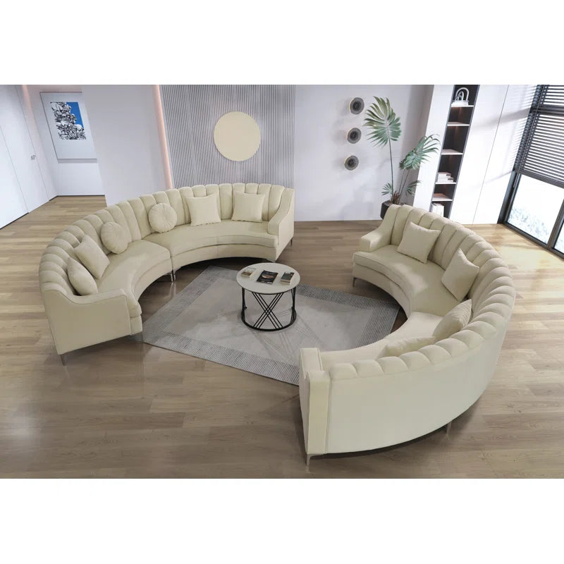 Luxurious 141.34'' Wide Velvet Modular Sectional Sofa - Customizable, Modern Design for Ultimate Comfort & Style