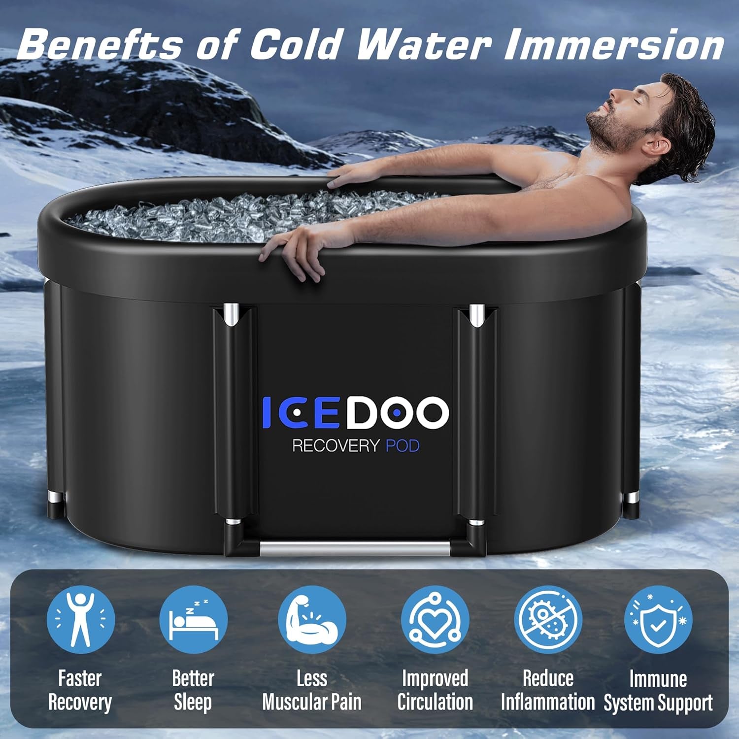 Upgrade XL 129 Gal Large Oval Ice Bath Tub for Athletes,Multiple Layered Portable Outdoor Cold Plunge Tub for Recovery,Cold Plunge for Family-Drop-In Bathtubs for Home,Gyms,Indoor Use