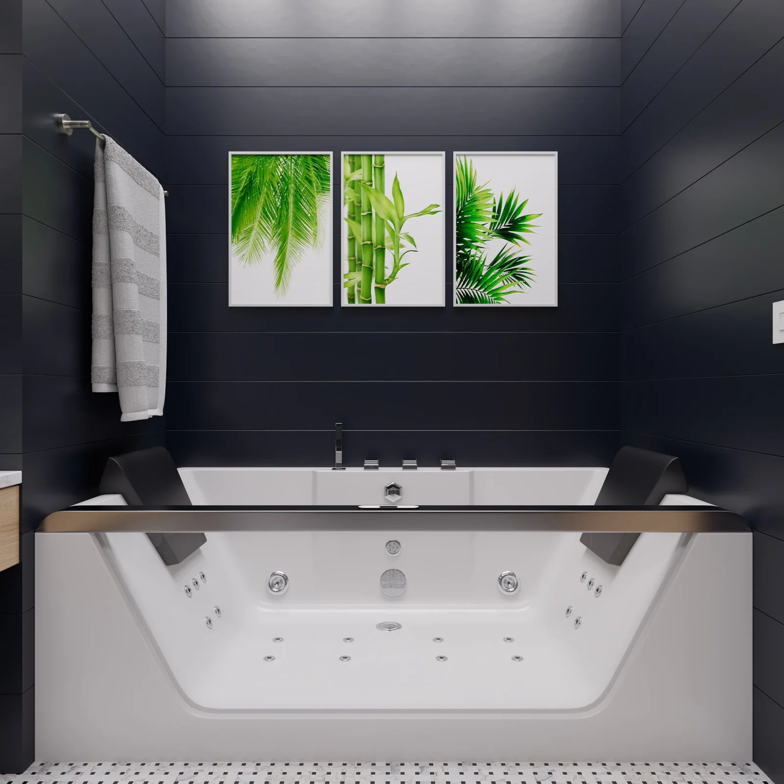 Rectangular Freestanding Whirlpool Bathtub | Luxury Hydrotherapy Tub with 14 Jets, Chromotherapy Lighting & Sleek Modern Design  70.9'' X 35.4''