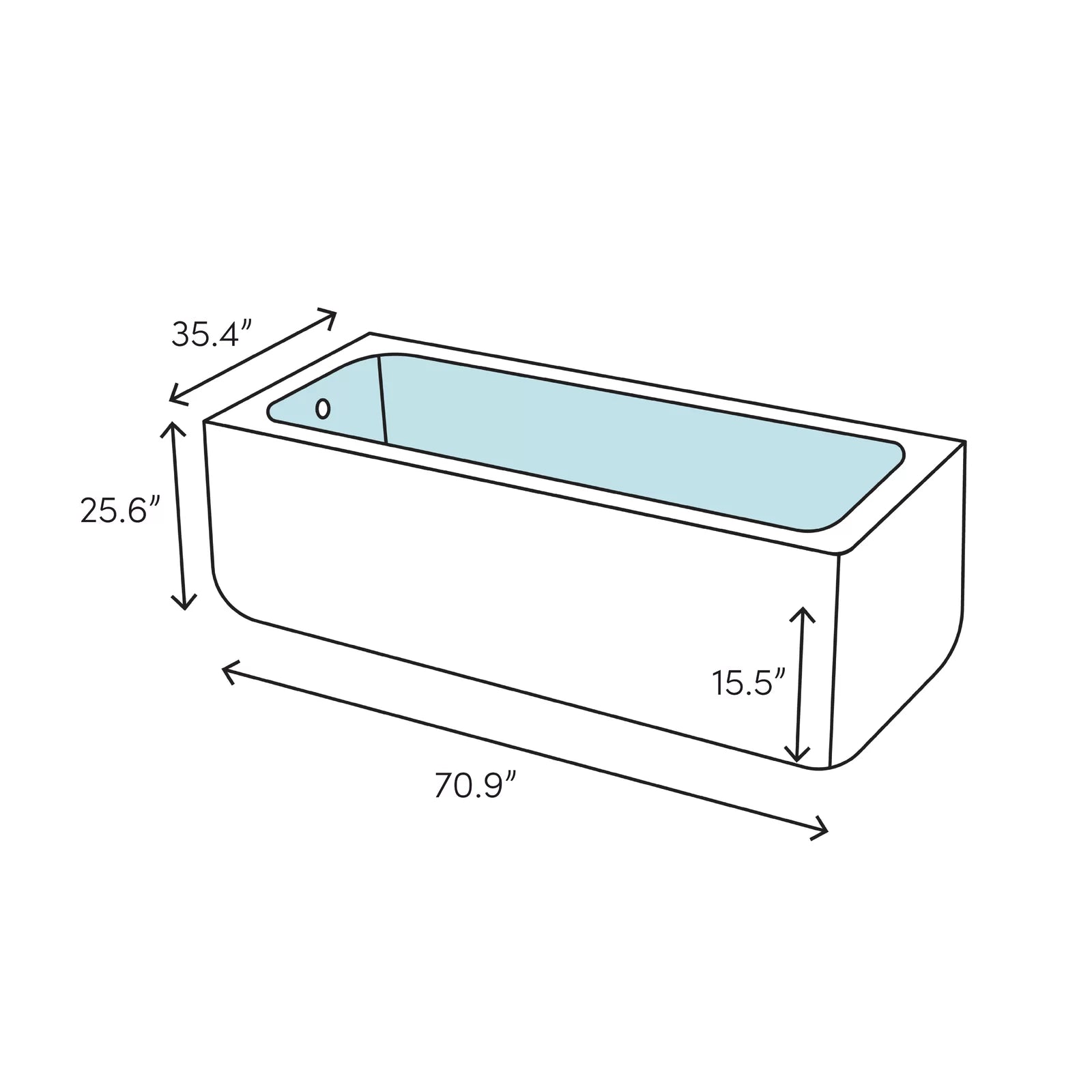 Rectangular Freestanding Whirlpool Bathtub | Luxury Hydrotherapy Tub with 14 Jets, Chromotherapy Lighting & Sleek Modern Design  70.9'' X 35.4''