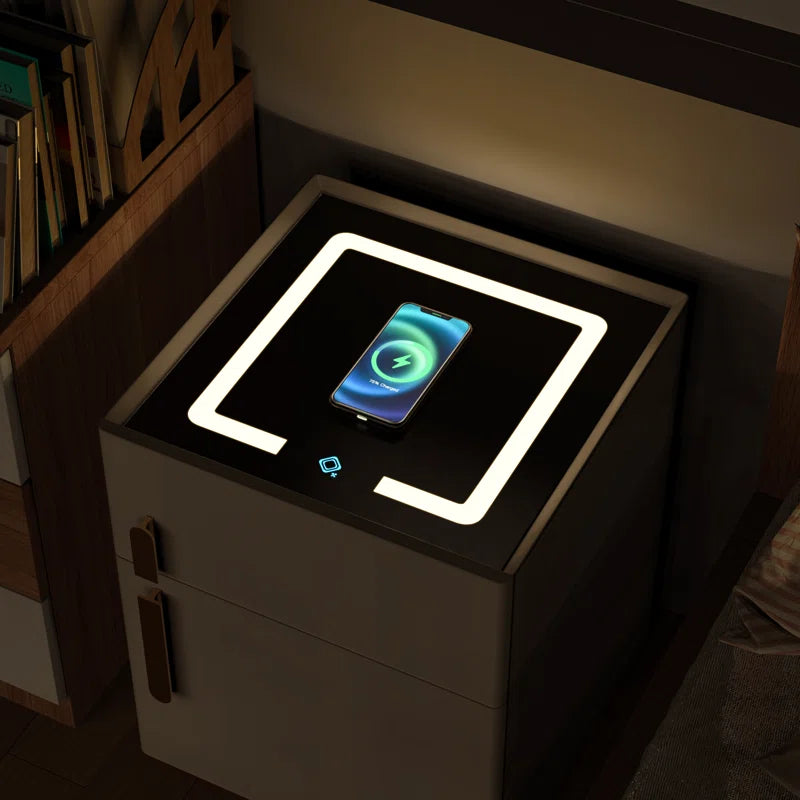 Wynton 1 - Drawer Nightstand (Pre-Assembled) with Safe Case, Wireless Charging, Led Light