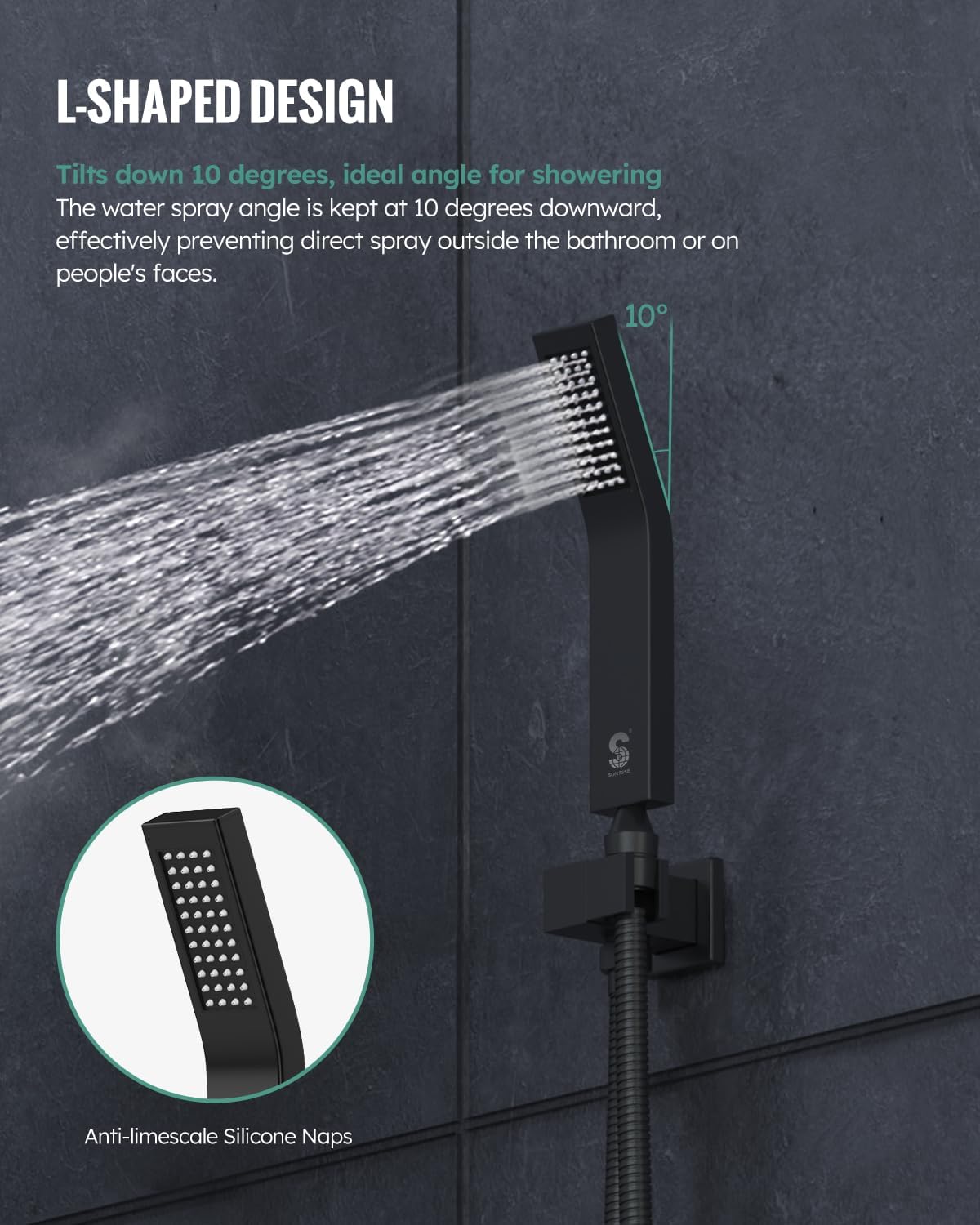 LED Digital Display Shower System - SR SUNRISE 12 Inch High Pressure Shower Head and Handheld, Thermostatic Valve, Luxury Rainfall Shower Faucet Perfect for Bathroom Remodel, Matte Black