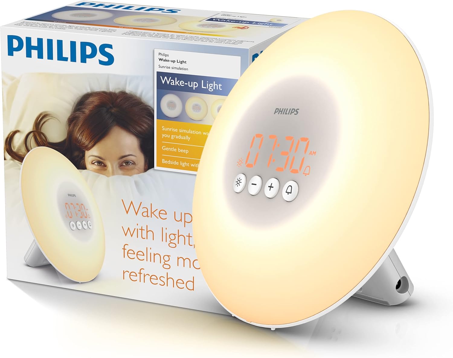 Philips Sunrise Wake-Up Light Alarm Clock – Natural Light Simulation for Gentle Morning Wake-Up, with Adjustable Brightness and Sleek, Minimalist Design