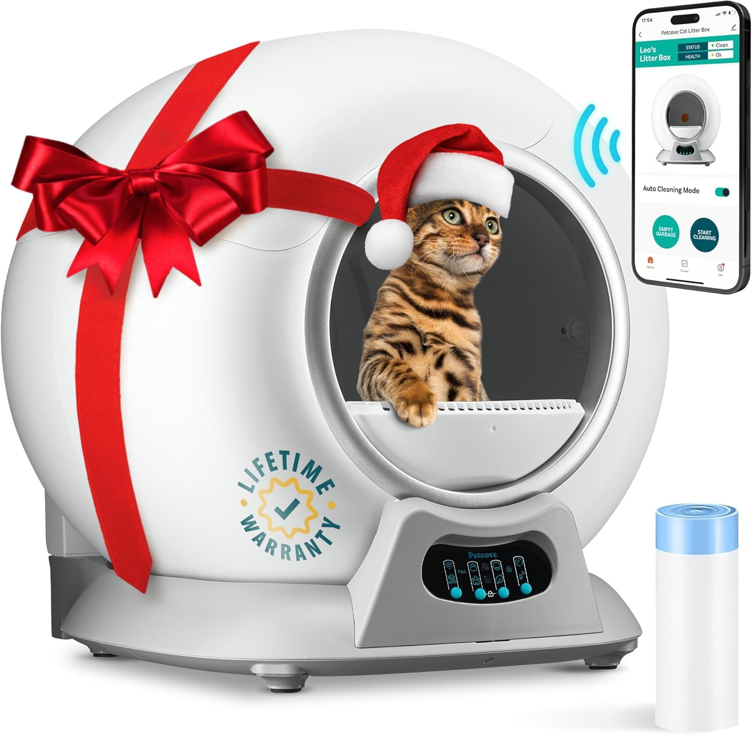 PetCove Self-Cleaning Litter Box - Automatic Odor Control, Easy Cleaning, Multiple Cat Friendly, Covered Design for Privacy & Hygiene