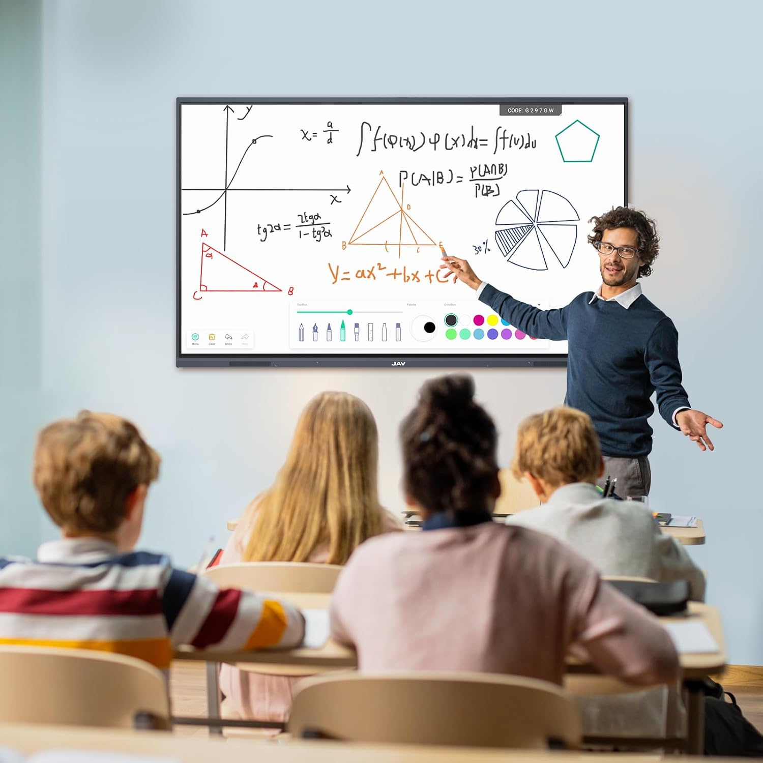 Smart Board 55" Interactive Whiteboard 4K Touchscreen, Digital Smart Boards Electronic Smart Whiteboard for Classroom Home Office Studio (Wall Mount Included)