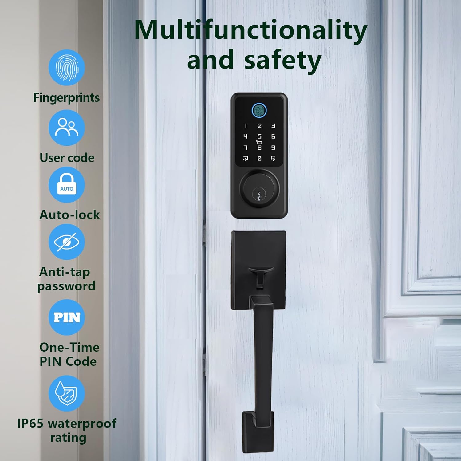 SecuSly Smart Lock with Handleset & Touchscreen Keypad | Keyless Entry, Auto-Lock, and Wi-Fi Control | Advanced Security for Your Front Door