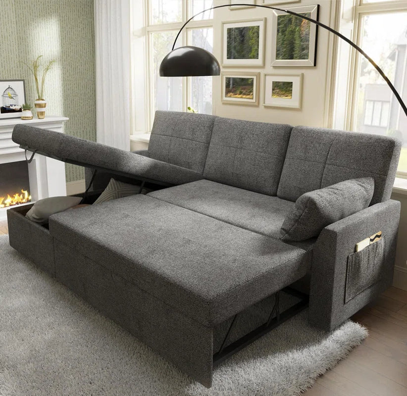 Baerl 84" Sofa Bed Pull Out Bed with Storage Chaise
