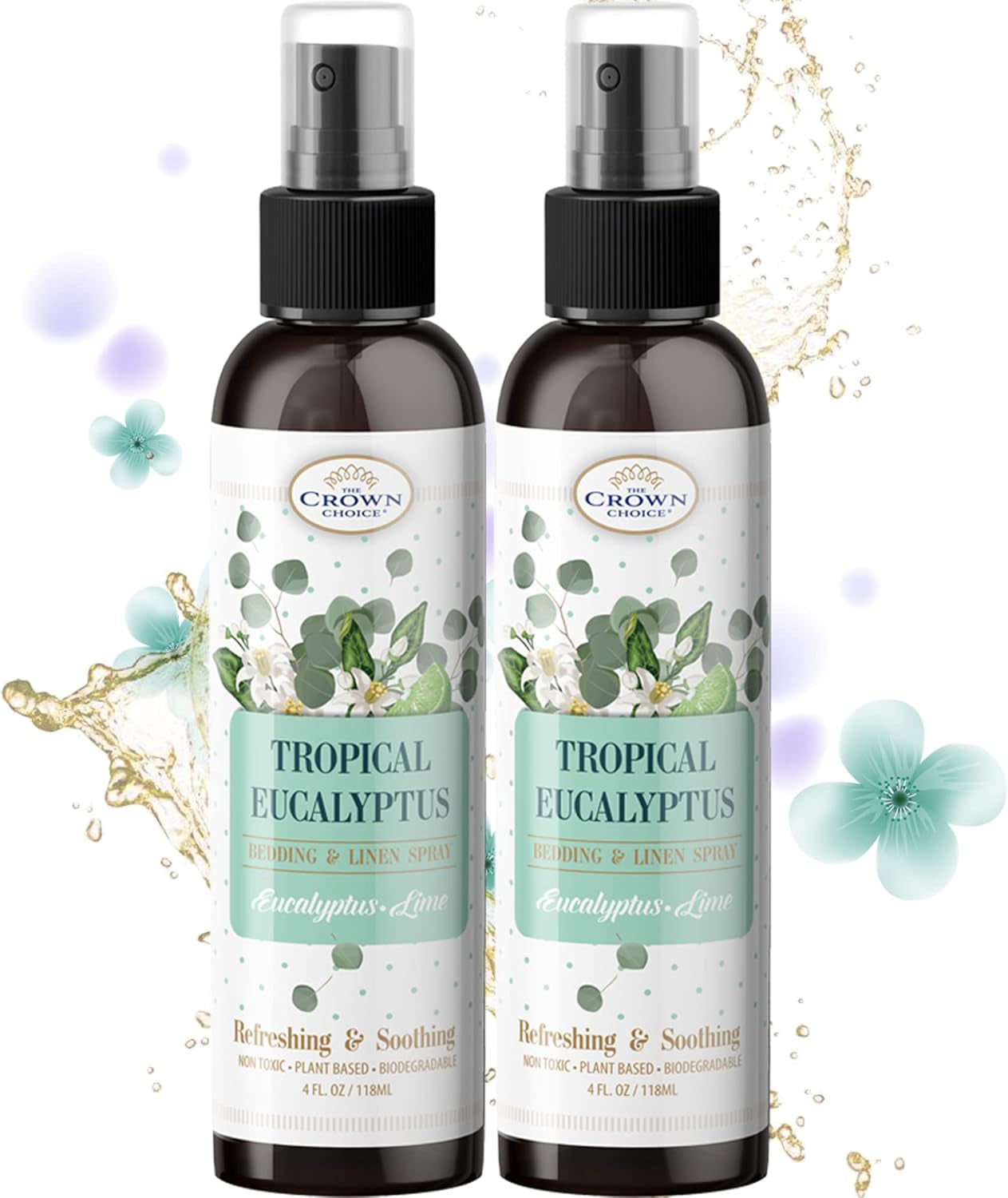 Natural Air Freshener Eucalyptus Spray for Fabric, Pillow, Sheets, Linen and Bedding - Bedroom Essential for Soothing & Refreshing Sleep - 4 Oz (Pack of 2)