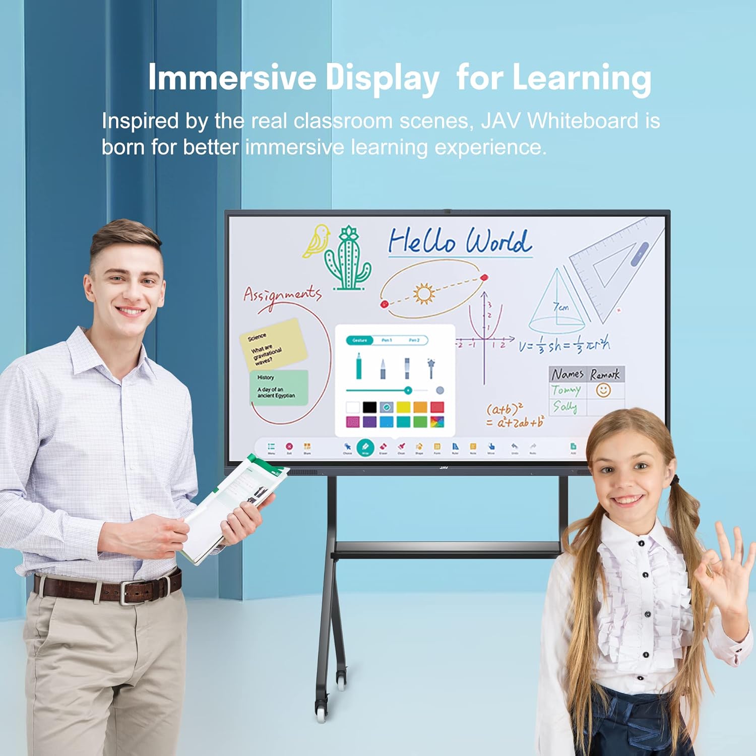 Smart Board 55" Interactive Whiteboard 4K Touchscreen, Digital Smart Boards Electronic Smart Whiteboard for Classroom Home Office Studio (Wall Mount Included)