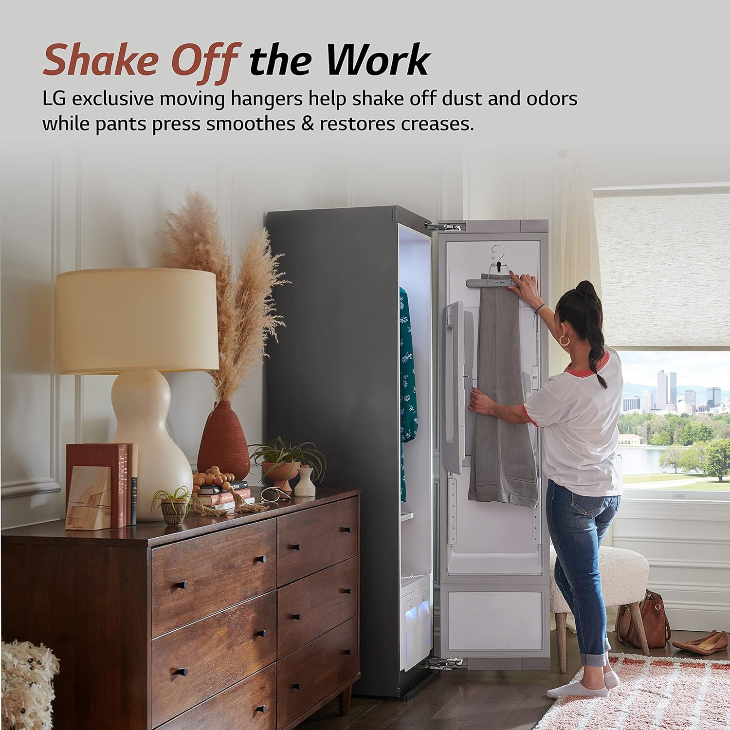 Styler Steam Closet | Clothes Steamer for Garments and Household Item Care | Sanitize, Deodorize, Freshen & Dry with Steam Technology & Moving Hangers| Easy Install | Wi-Fi Enabled| Mirror (S3MFBN)