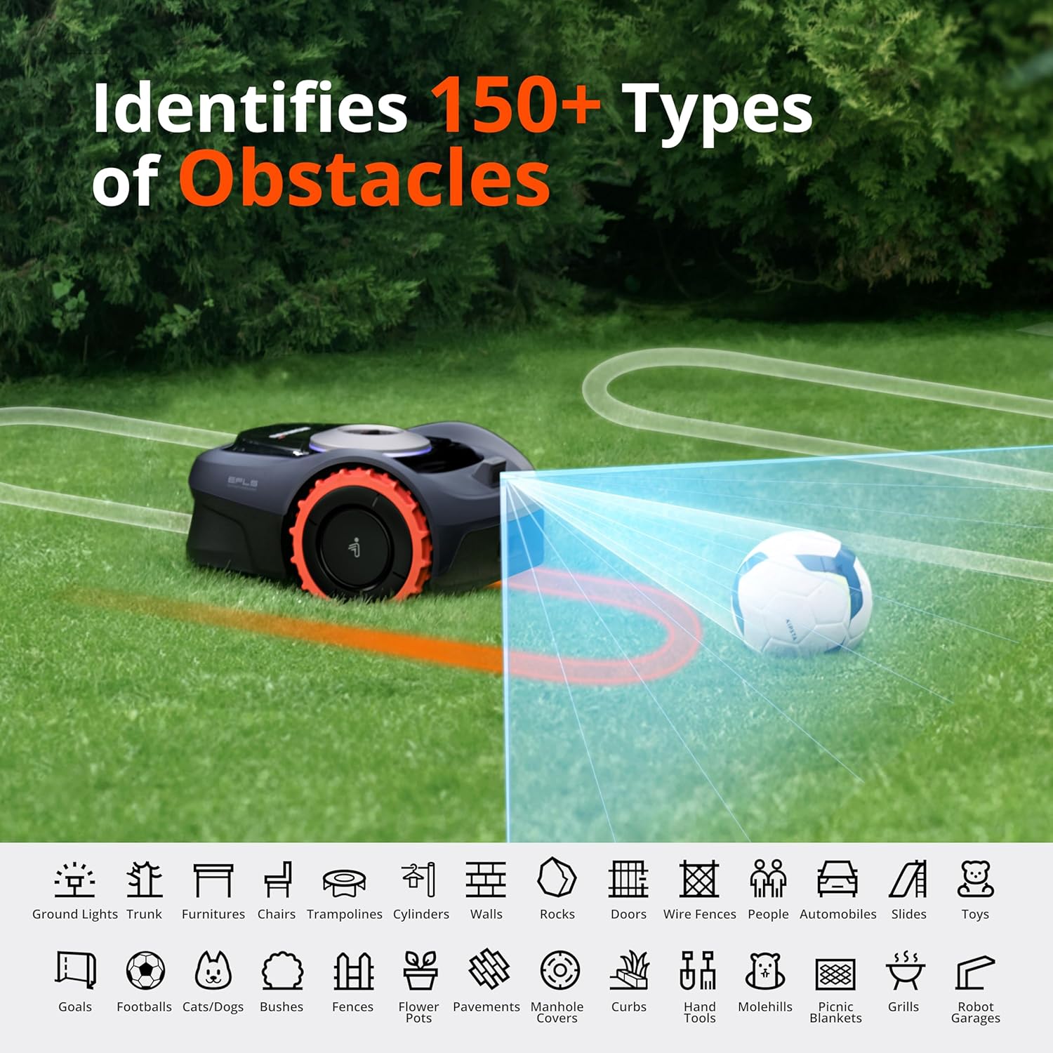 Segway  I110N Robot Lawn Mower Perimeter Wire Free 1/4 Acre Rtk+Vision Robotic Lawnmower, Ai-Assisted Mapping, Virtual Boundary, APP Control, 58Db(A) Quiet, Multi-Zone Management