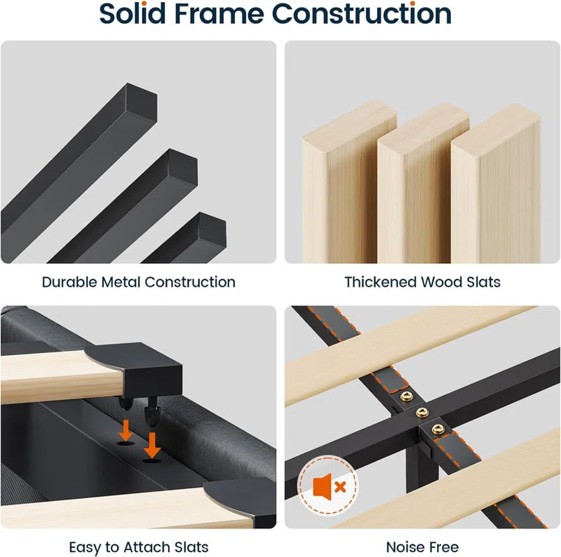 Karlton Bed with 4 Storage Drawers，Led Tall Platform Bed Frame
