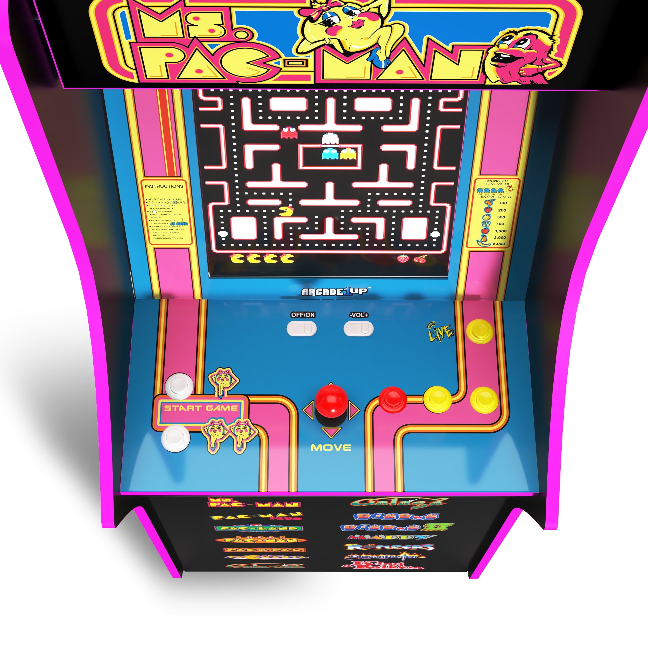 Ms. PAC-MAN Classic Arcade Game, Built for Your Home, 4-Foot-Tall Stand-Up Cabinet, 14 Classic Games, and 17-Inch Screen