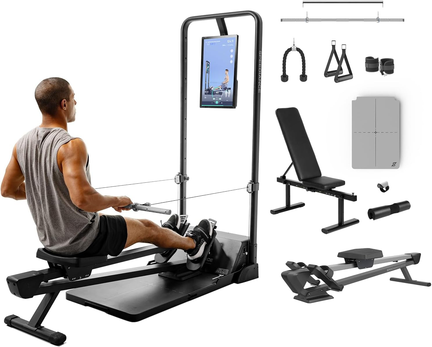 Smart Home Gym System, Gym Monster Multifunctional Smith Machine Home Gym Power Cage, All-In-One Cable Machine for Home Workout, Full Body Strength Training Fitness Exercise Machine