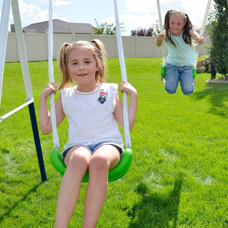 Outdoor Rosemead Metal Swing Set with Lifetime Warranty on 6' Double Wall Slide