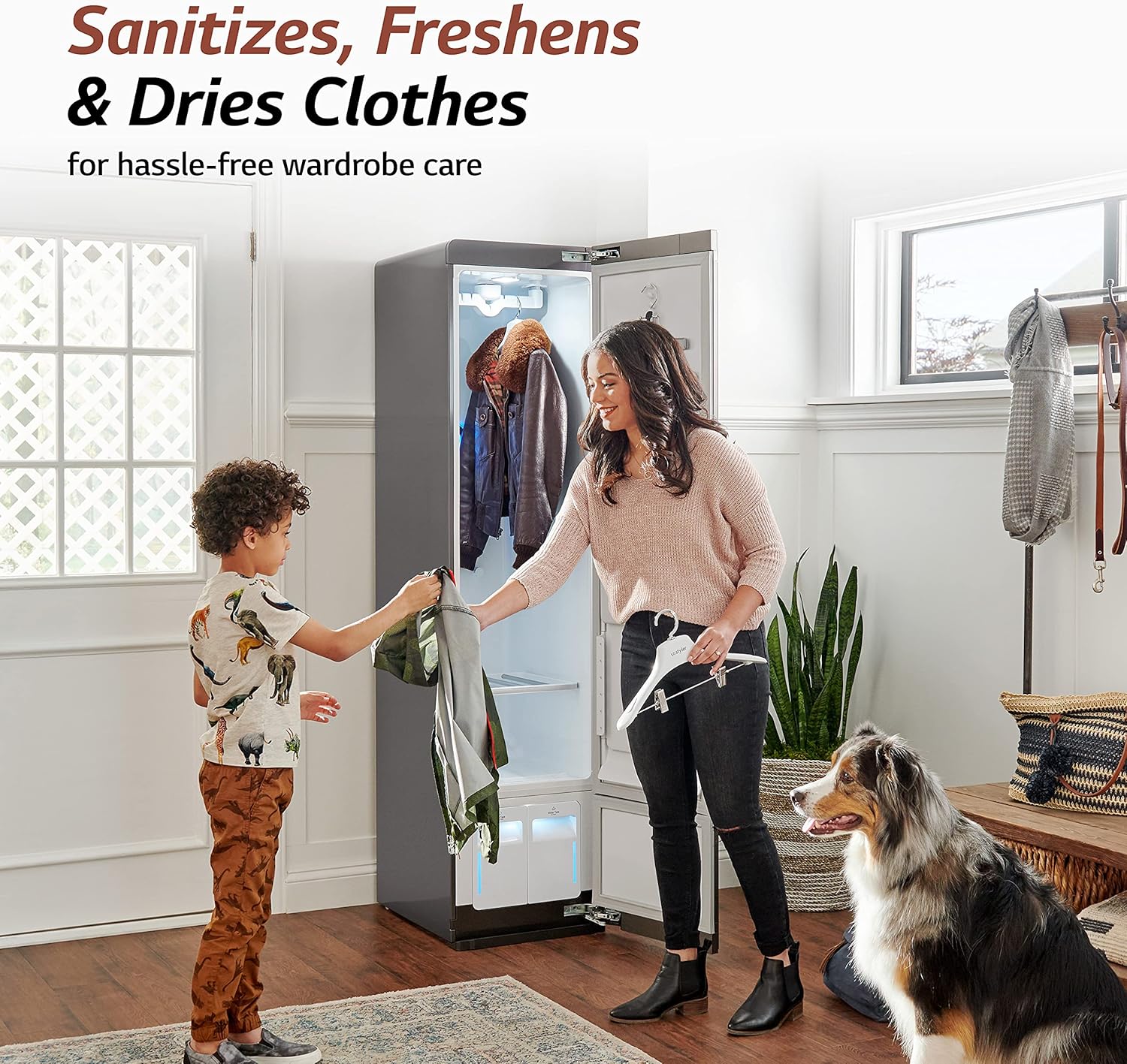 Styler Steam Closet | Clothes Steamer for Garments and Household Item Care | Sanitize, Deodorize, Freshen & Dry with Steam Technology & Moving Hangers| Easy Install | Wi-Fi Enabled| Mirror (S3MFBN)